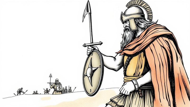 Illustration of David facing Goliath, symbolizing courage and faith in overcoming obstacles.