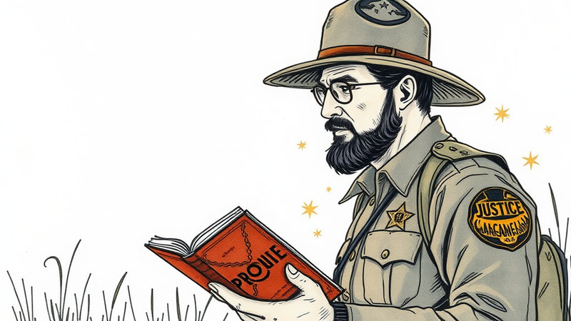 A law enforcement officer reading a book in their patrol car, finding inspiration and solace.