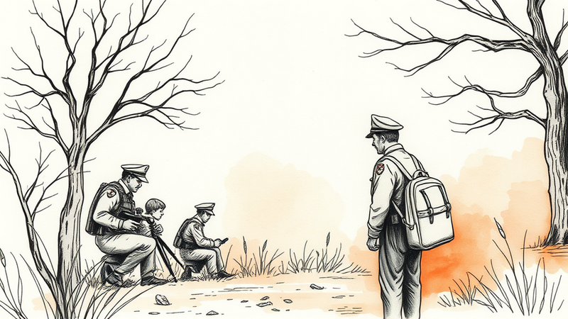 Image of a police funeral procession with focus on the family members attending, showing respect and grief.