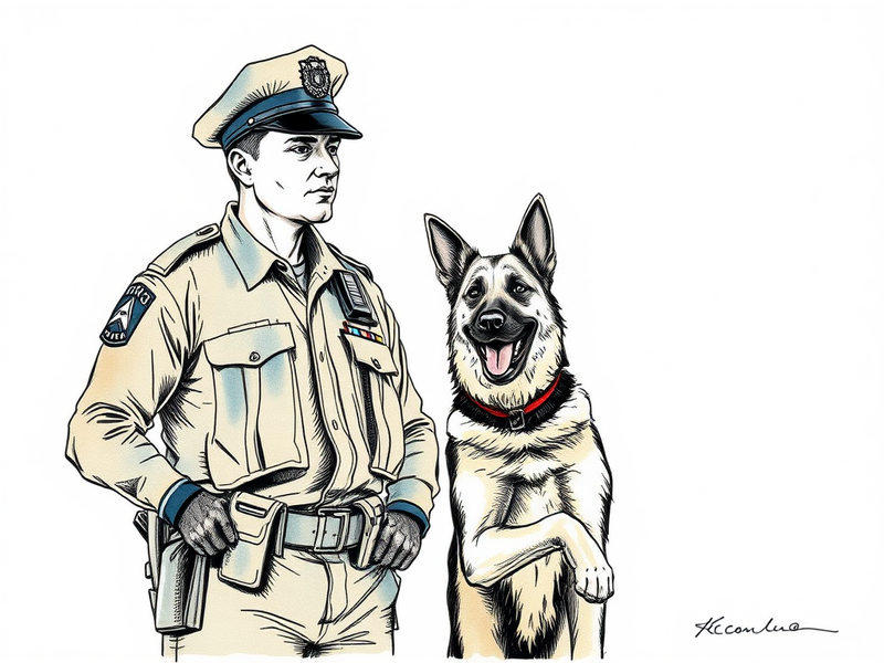 Police officer with K-9 partner