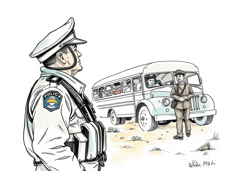 Emergency responders at the scene of a bus crash