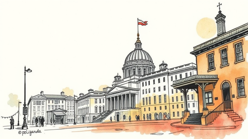 Scales of justice balanced precariously, symbolizing the influence of politics and propaganda on legal proceedings.