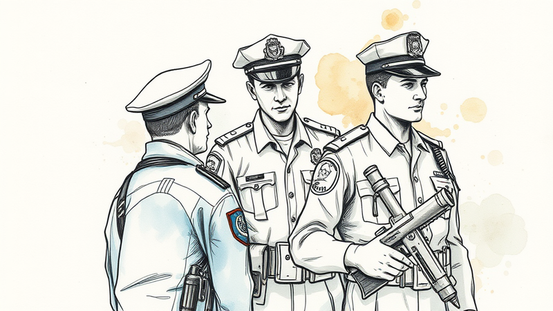 Silhouette of police officer against a dramatic sky, representing the challenges and courage required in law enforcement leadership.