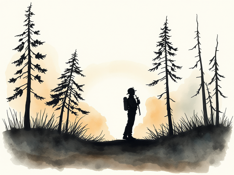 Silhouette of first responder standing at crossroads with light and darkness