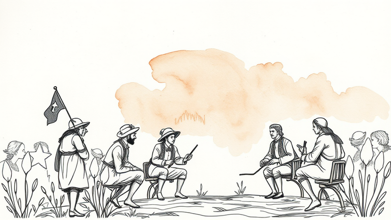 A historical depiction of the signing of the Declaration of Independence, symbolizing the birth of the United States.