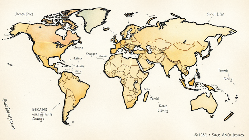 World map highlighting countries with website visitors, symbolizing the global reach of faith and connection.