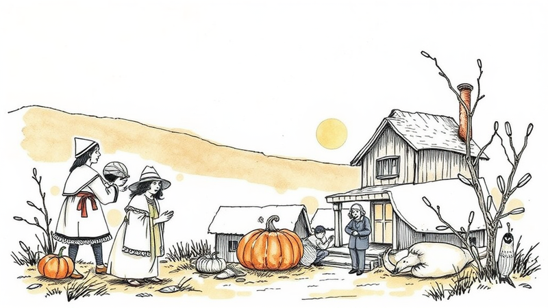 A bountiful Thanksgiving harvest representing gratitude for having just enough.