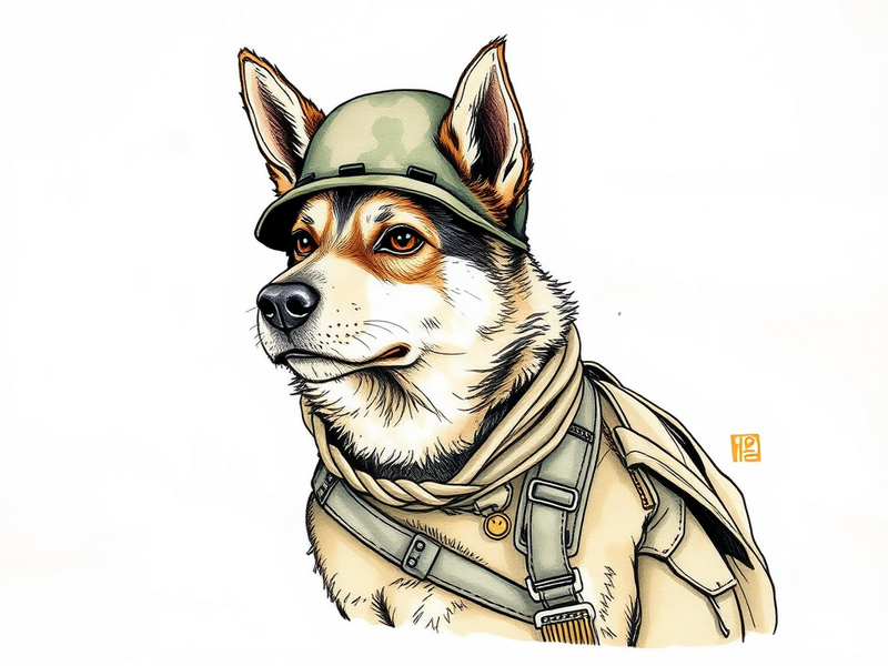 Military working dog in tactical gear