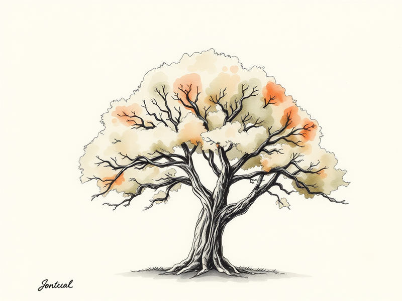 A strong, resilient tree standing firm against storms, symbolizing first responder resilience and strength