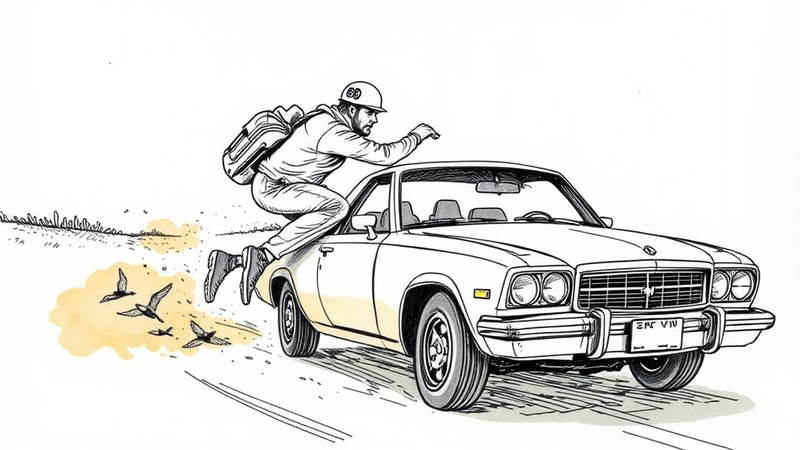 Dashcam footage shows a high-speed chase with a driver attempting to flee a moving vehicle, resulting in a crash.