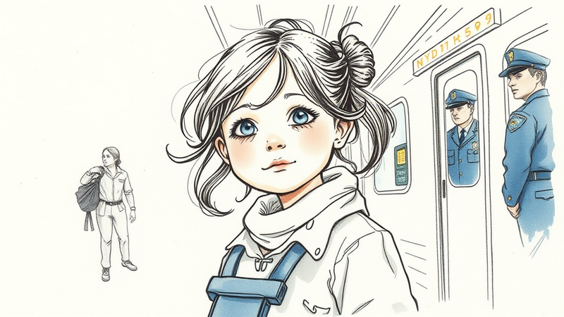 A young girl smiles in a pint-sized NYPD uniform, symbolizing hope and resilience after surviving a traumatic event.