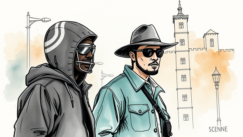 Satirical image combining sports logos with crime-related imagery to represent the article's theme.