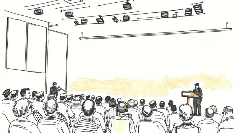 Group of police officers at a support conference, symbolizing community support for law enforcement.