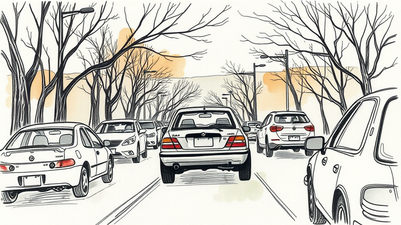 A highway at dusk with car headlights blurred, symbolizing the constant risk of traffic fatalities.