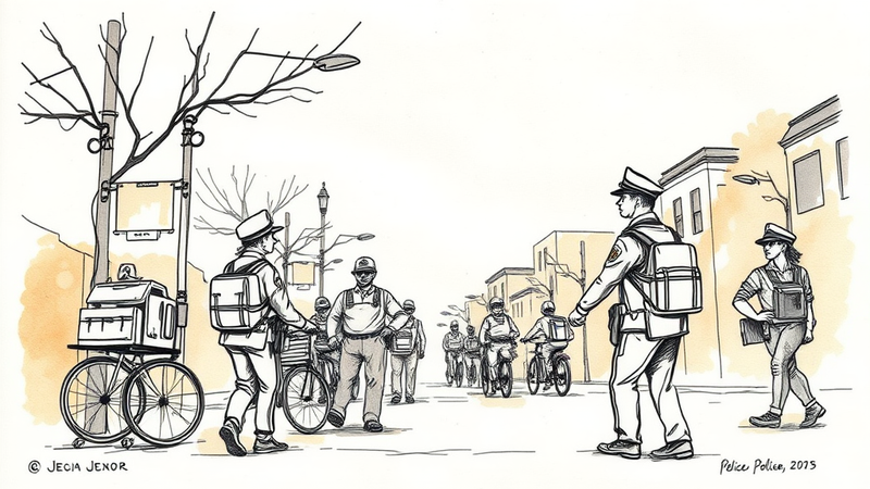 A police officer standing guard, symbolizing the risks and sacrifices made by law enforcement to protect communities.