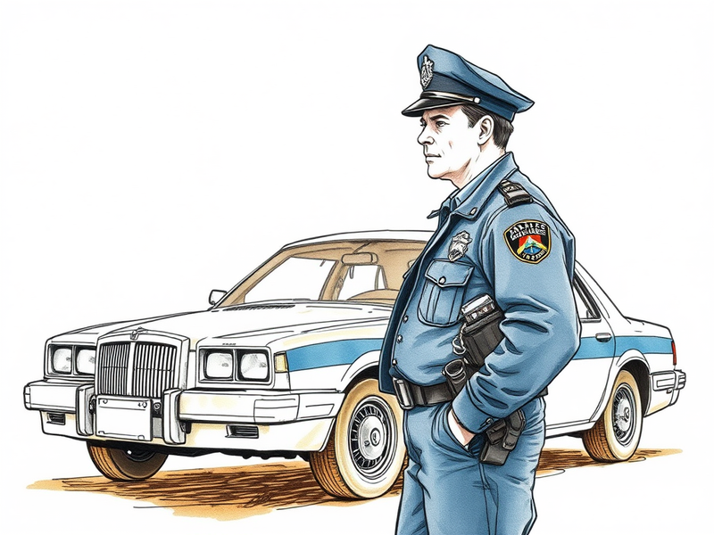 Minneapolis police officer standing near patrol car