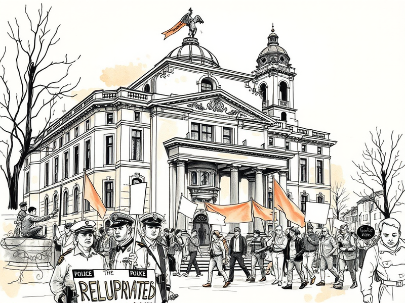 Fort Worth Police headquarters with union protesters