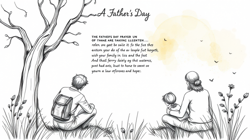 A father figure praying with his family on Father's Day, expressing gratitude and seeking blessings.