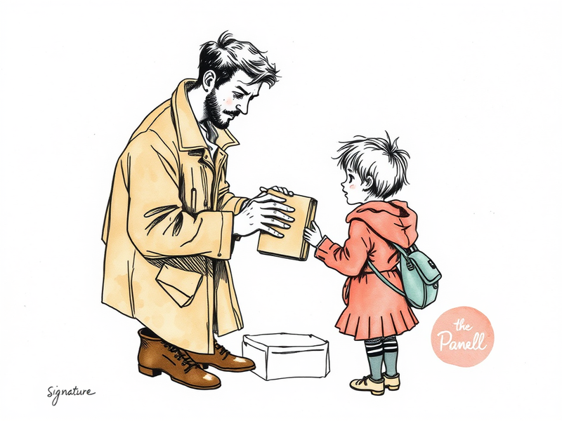 Adult teaching child to steal package