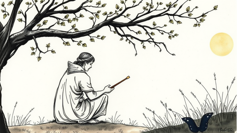 A person looking thoughtfully at a church, symbolizing reflection and spiritual growth.