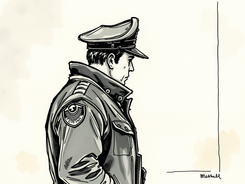 First responder looking at reflection