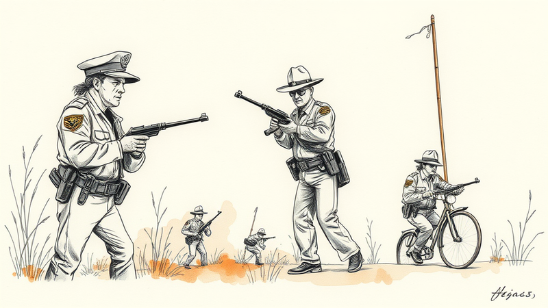 A police officer standing tall, symbolizing courage and dedication in the face of adversity.