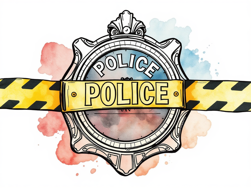 police badge with caution tape