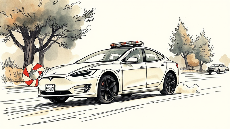 Fremont police Tesla patrol car with low battery during pursuit, highlighting challenges of electric vehicles in law enforcement.