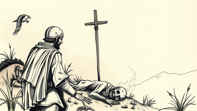 A cross silhouetted against a sunrise, symbolizing hope and resurrection.