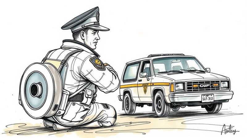 Illinois State Police squad car with emergency lights flashing at roadside.