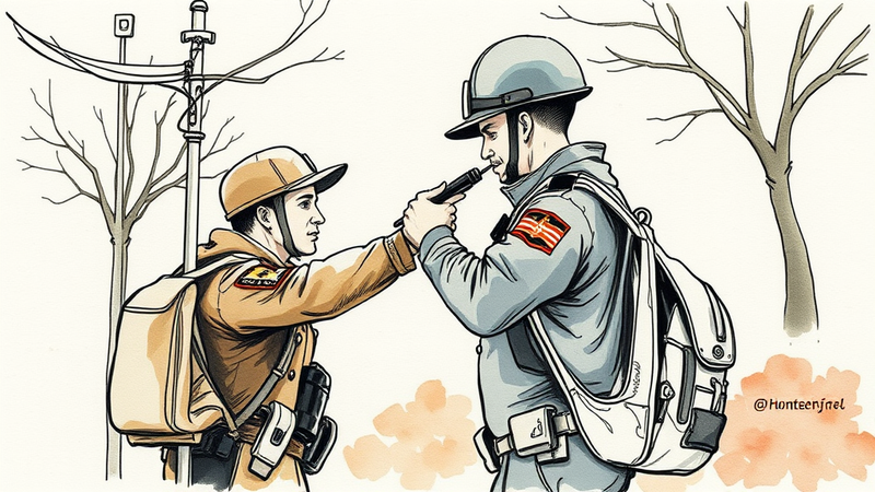 A police officer assisting a citizen, symbolizing the protective aspect of law enforcement and the concept of force as an act of love.