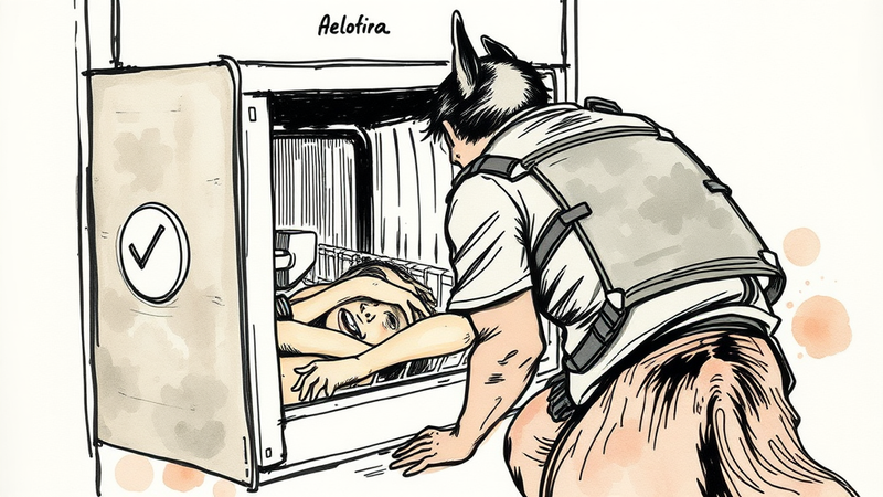 Police K9 apprehends suspect hiding under porch, highlighting law enforcement's use of canine units in arrests.