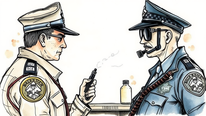 A police officer removing their body armor, highlighting the unique smells associated with police work.