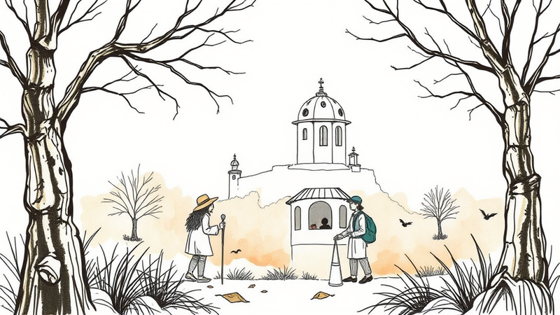 Person looking at a cross, symbolizing identity in faith and service.