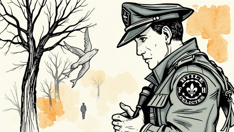 A police officer standing guard, symbolizing the willingness to protect strangers.